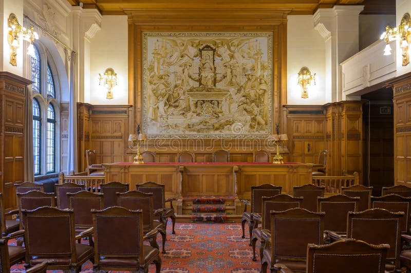 International arbitration courtroom